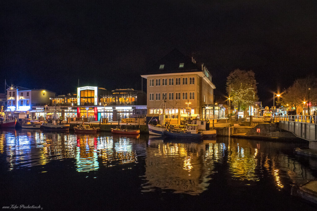 Nachts am Alten Stron in Warnemünde - 4km vom Hotel entfernt