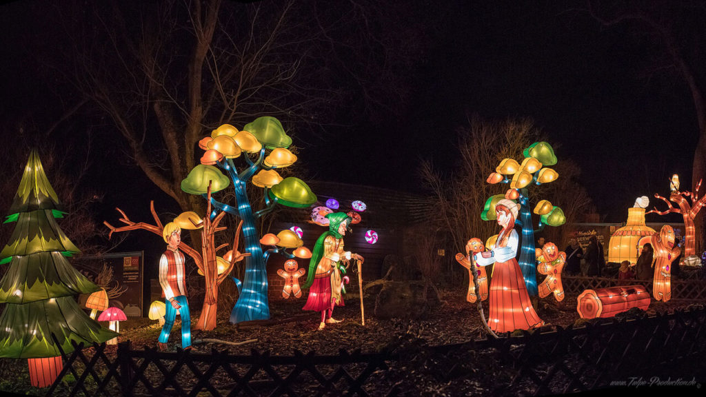 Hänsel und Gretel Lichtkunst Zoo Halle